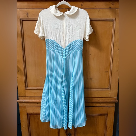 Disney Blue Main Street Blue and White Striped vintage style Dress - Picture 12 of 13